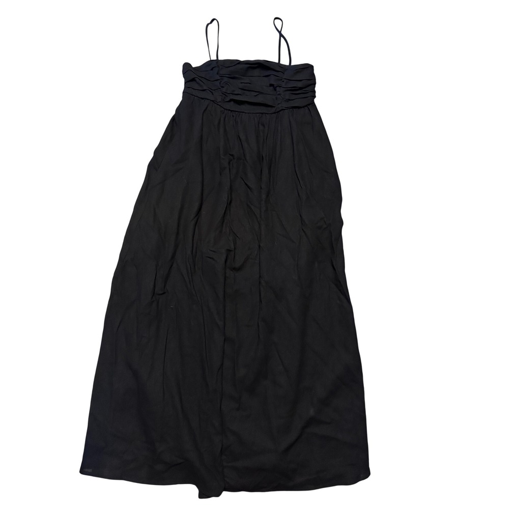 Free Assembly Linen Blend Midi Dress BLACK Small - Picture 1 of 5